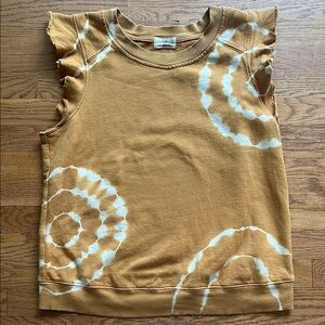Anthropologie T.La ruffle sleeve sweatshirt top small - tie die marigold cream